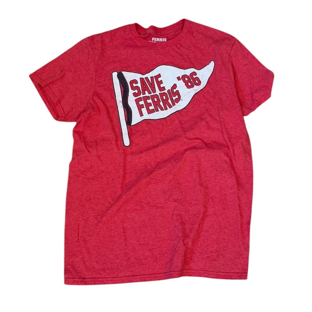 Ferris Buellers Day Off Save Ferris 86 Red Graphic T-Shirt Mens Medium Movie Tee